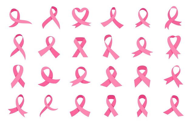 Crossed pink ribbon symbol of world cancer day