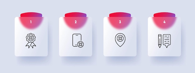 Crosses line icon Smartphone gps internet connection award pencil message Pastel color background Vector line icon for business