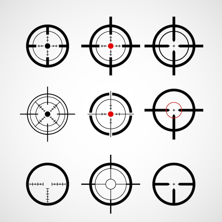 Vector crosshair (gun sight), target icons set