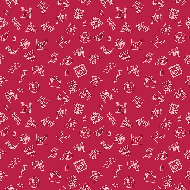 Crypto Investing and Trading vector seamless pattern in outline style