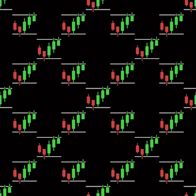 Crypto Trading vector Candlestick Chart colored seamless pattern