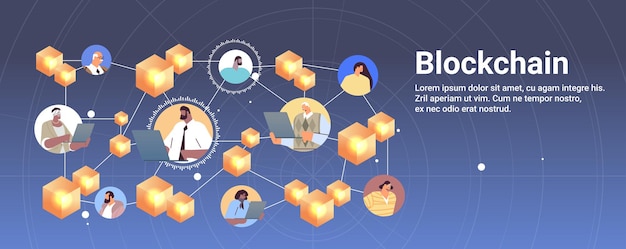 Cryptocurrency blockchain technology businesspeople trading and investing on laptops virtual currency on world map