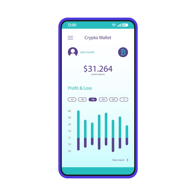Cryptocurrency trading app smartphone interface vector template. Crypto market, exchange platform. Mobile application page design layout. Transactions and wallet balance screen. Flat UI. Phone display