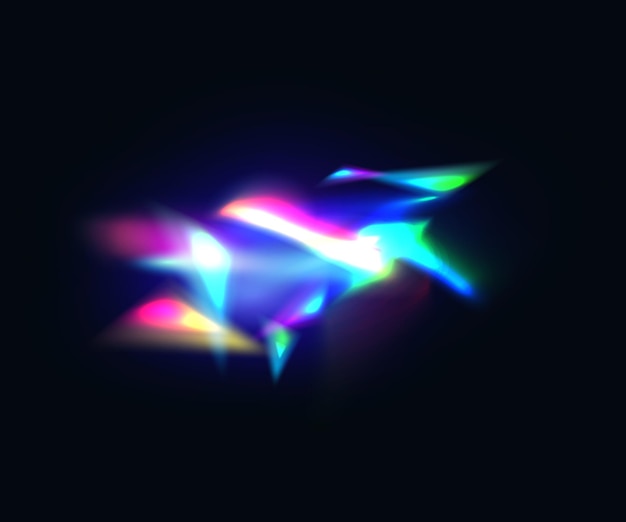 Crystal rainbow lights effect bright ray or beam