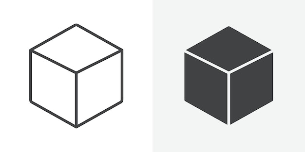 Cube icon Outline vector sign