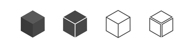 Cube set isolated vector icon 3D box in different styles Black block symbol for web and app