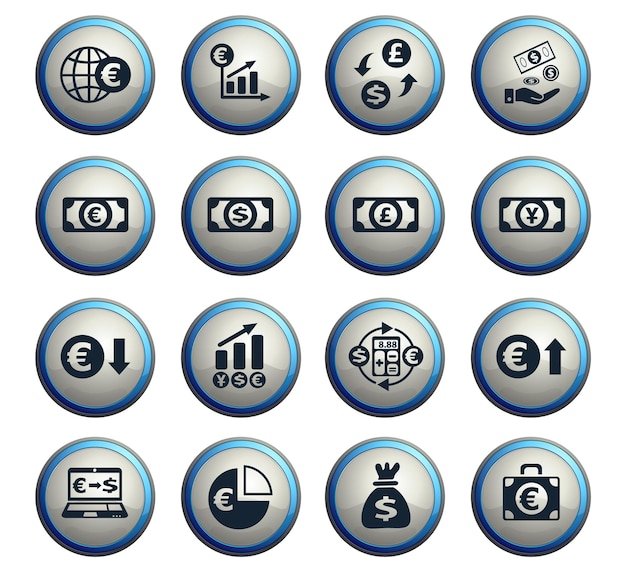 Currency exchange web icons for user interface design