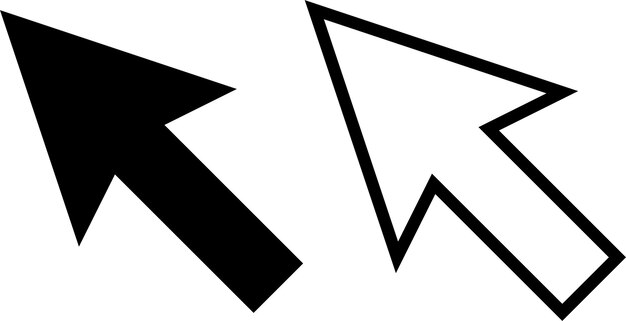 cursor arrow icon sign or symbol in glyph and line style isolated on transparent background