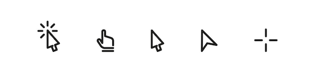Cursor for computer vector outline icon set Pointer arrow and navigation design collection