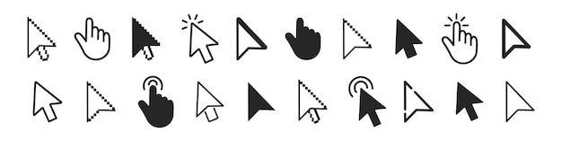Cursor icons set Click mouse cursor Hand pointer symbol Vector illustration