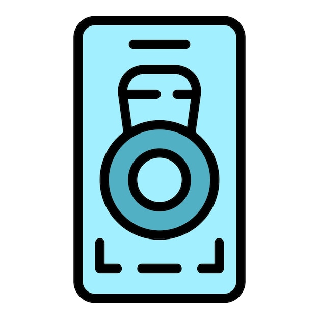 Customer mobile app icon outline vector Phone smart Internet finger color flat