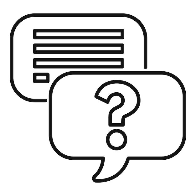 Customer support chat with question mark inside speech bubble asking for information