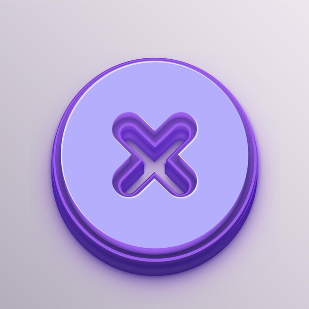 Customizable Purple 3D Vector Wrong Icon for Education Business and Media