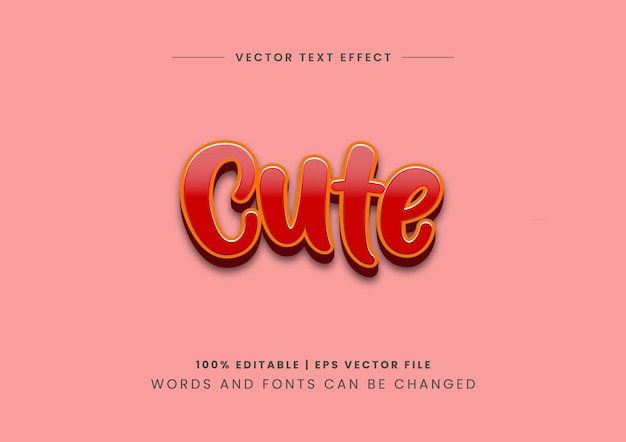 cute 3d text effect editable vector design