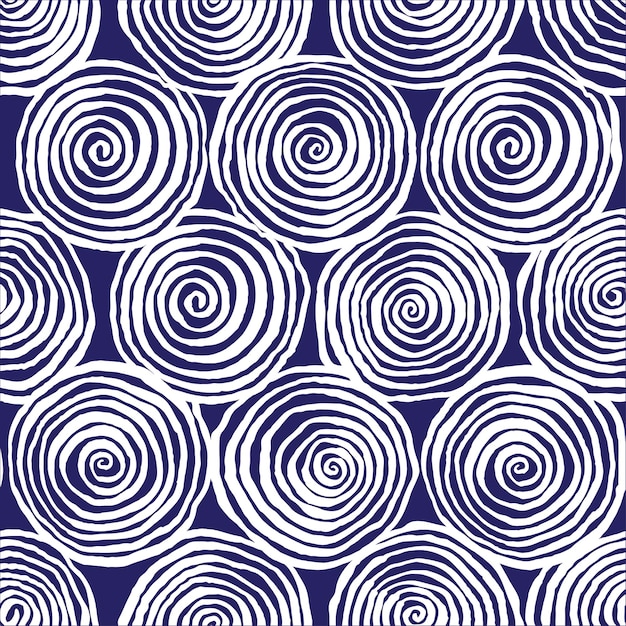 Cute abstract pattern with white spirals on a dark blue background