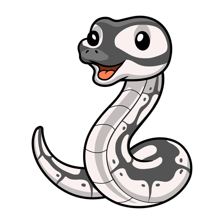 Vector cute axanthic ball python cartoon