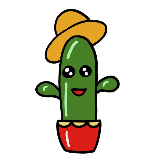 Cute cactus Vector illustration in mexican style