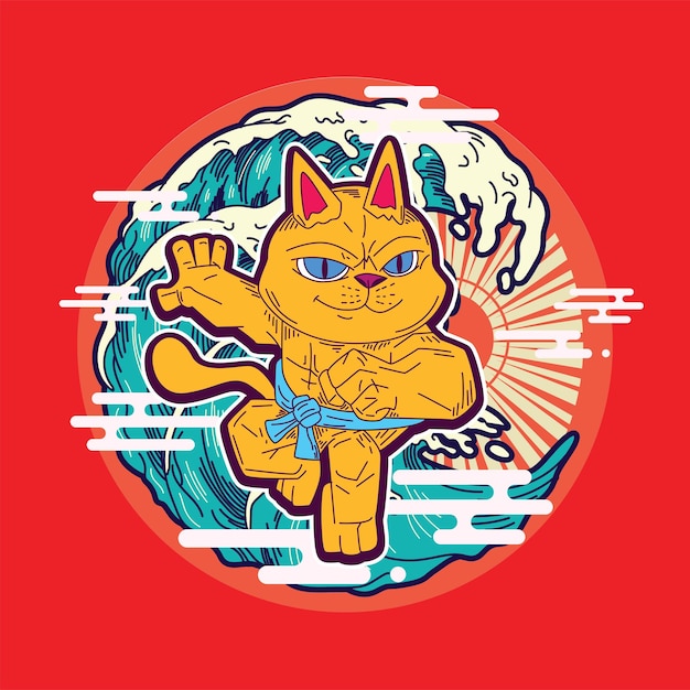 cute cat illustration for mascot, logo, notebook, and background
