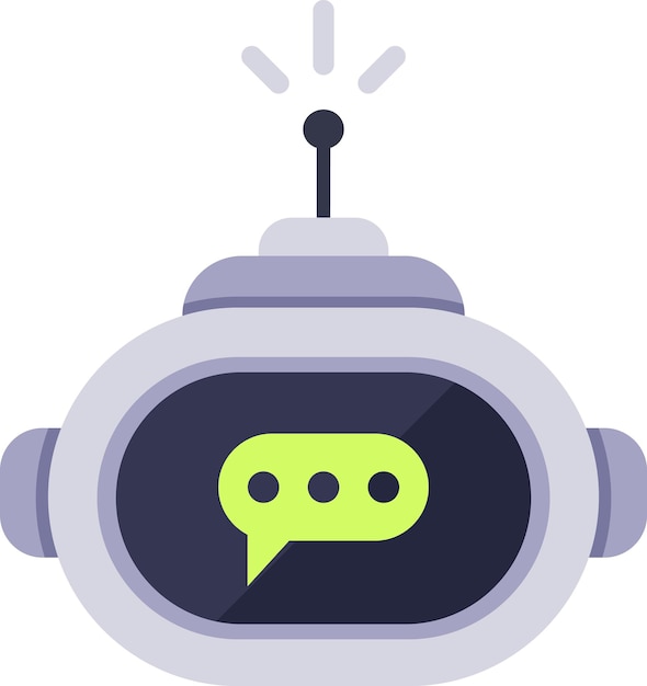 cute chatbot sending messages representing artificial intelligence and communication technology features a speech bubble displayed on the screen for interactive conversations