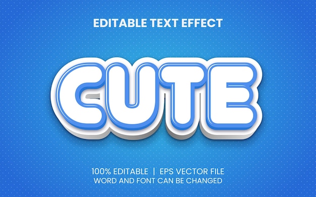 Cute editable text with realistic blue style font effect