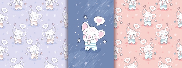 cute elephant pattern seamless with two option color.