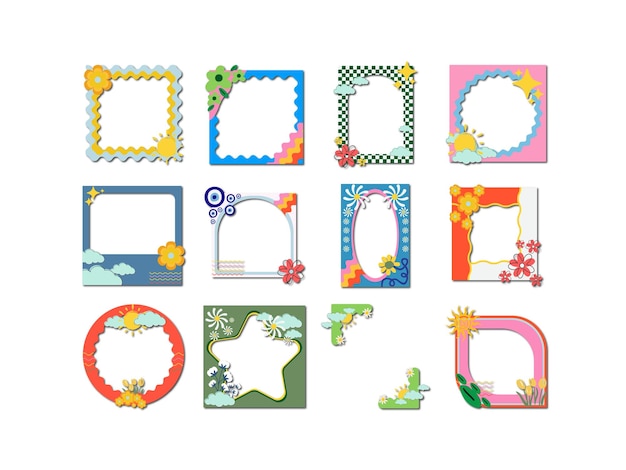 Cute Groovy Retro Frame Set