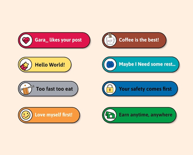 Cute label flat icon collection