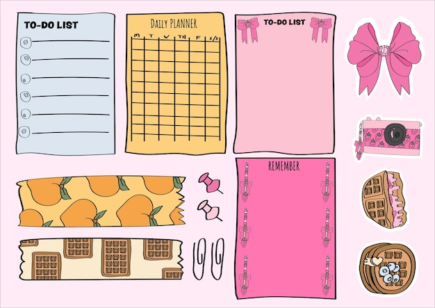 cute notepad planner stickers and washi tape set