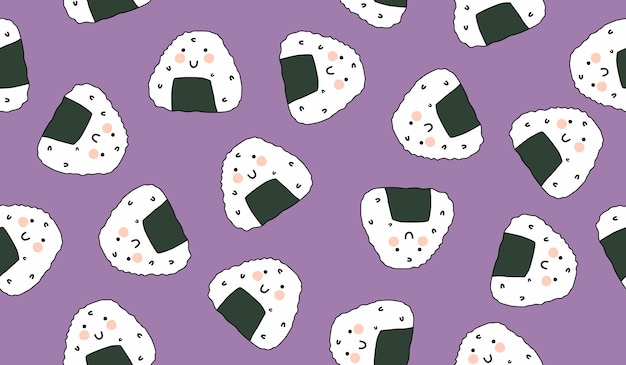 Cute onigiri pattern background vector design
