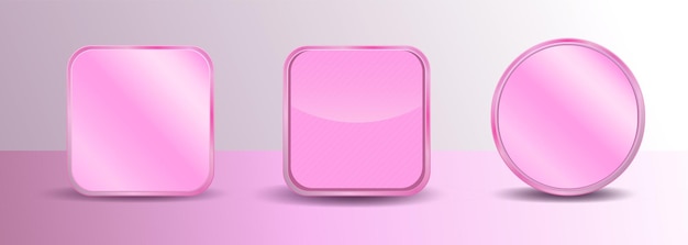 Cute Pink Feminine color application frame background in vector. Apps icon button label ui interface