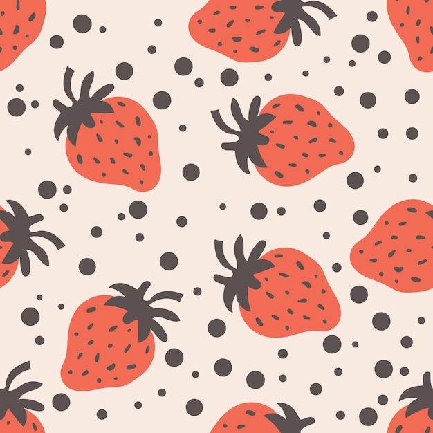 Cute red strawberry vintage old fashion style seamless pattern vector illustration design for print fabric