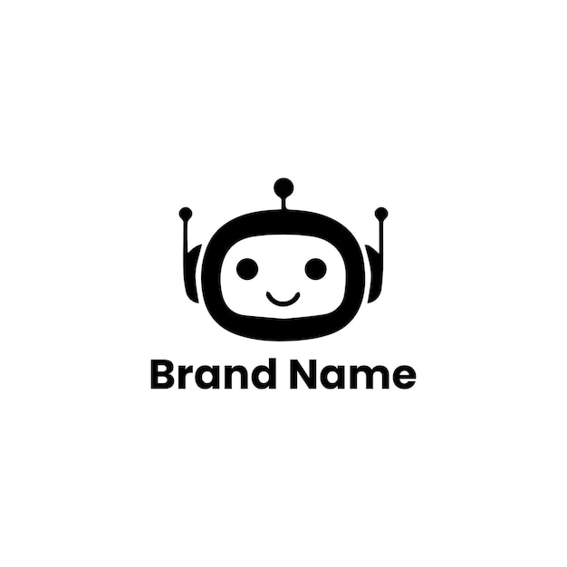 Cute Robot Head Mascot Logo Template