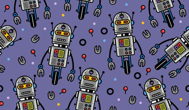 cute robot pattern background vector design