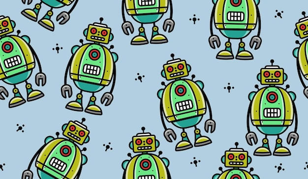 Cute robot pattern background vector design