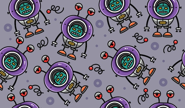 cute robot pattern background vector design