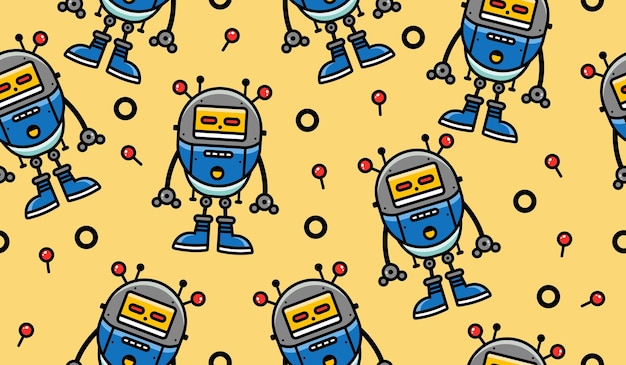 cute robot pattern background vector design