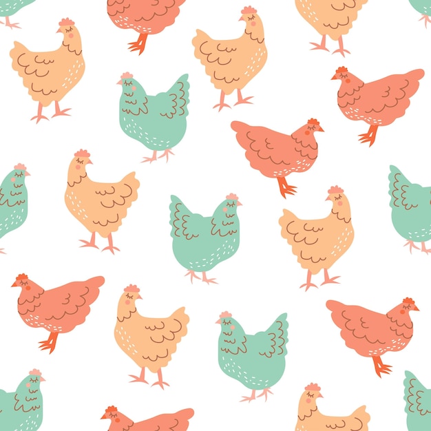 Cute seamless hens pattern for print or decoration