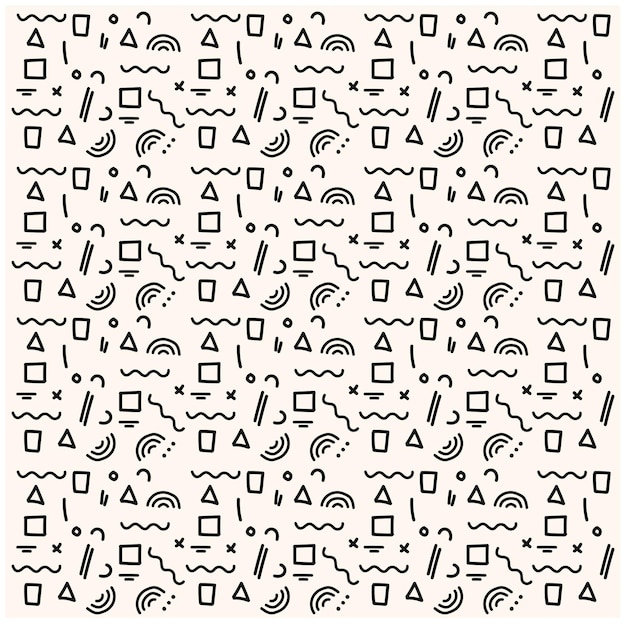 cute simple pattern with different hand painted elements doodle style illustration