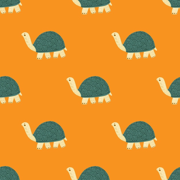 cute turtles seamless pattern. funny animals ornament. repeated texture in doodle style for fabric, wrapping paper, wallpaper, tissue. vector illustration.