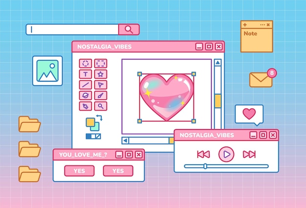 cute vaporwave ui apps computer windows desktop