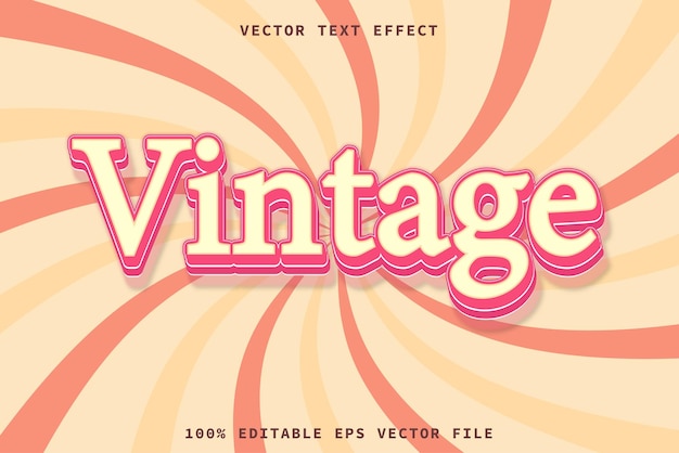 cute vintage 3d text effect editable text