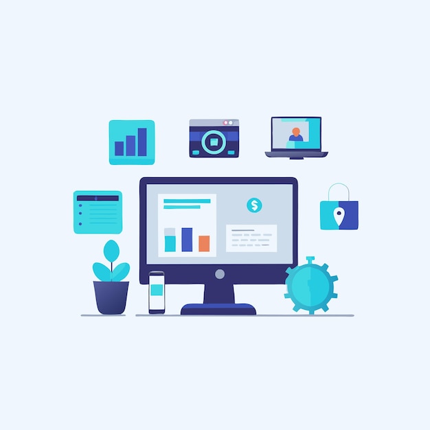 Cyber caf vector infographics resources