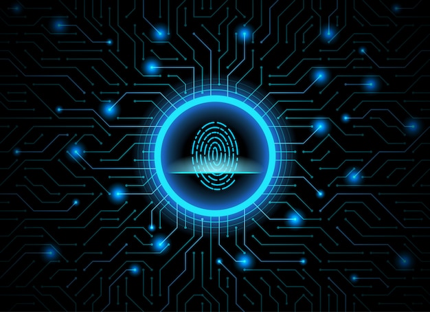 cyber security fingerprint dark blue abstract digital conceptual technology background