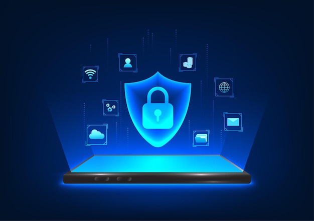 cyber security technology background cyber data protection technology of smartphone system