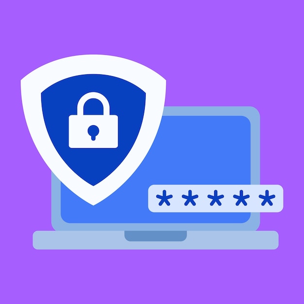 Cyber Security vector illustration Laptop security protection vector