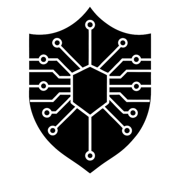 cybersecurity shield with binary code and circuit design