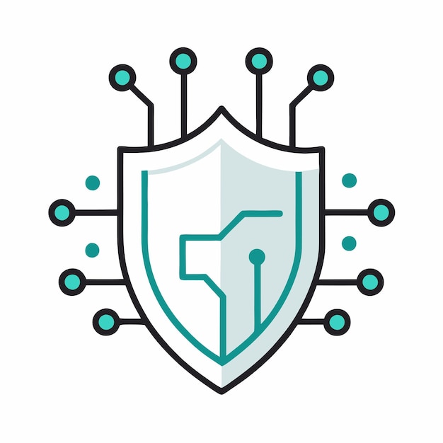 cybersecurity shield with binary code and circuit design