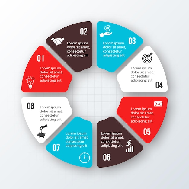 cycle diagram divided into 8 steps infographic template of eight options of business cycle