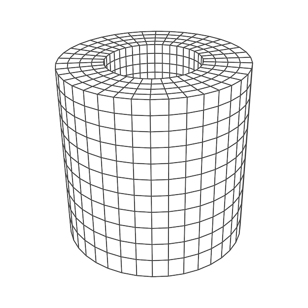 Cylinder low poly geometric shape lattice grid
