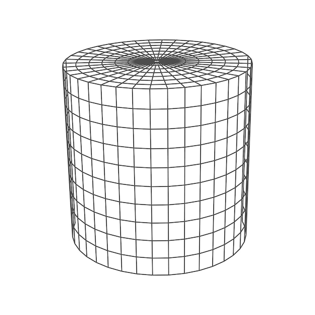 Cylinder low poly geometric shape perspective